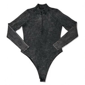 FASHION NOVA Black Gray Marbled Ribbed Bodysuit Size 2X NEW NWT